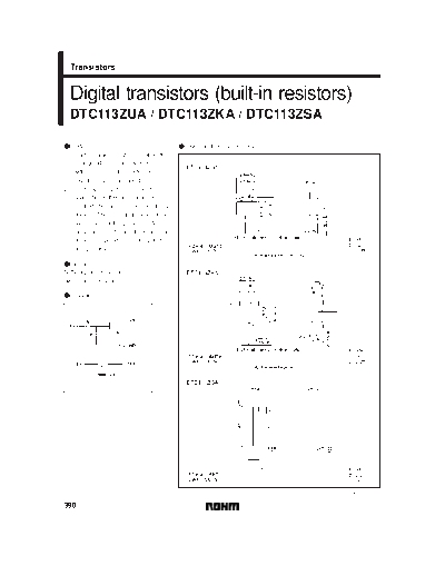Rohm dtc113zua-zka 121 z21 sot323 346  . Electronic Components Datasheets Active components Transistors Rohm dtc113zua-zka_121_z21_sot323_346.pdf