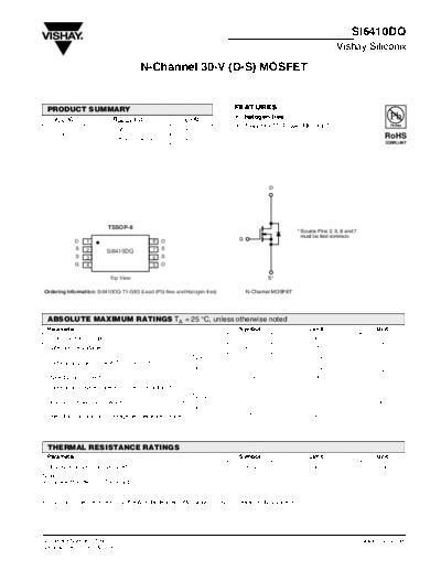 Vishay si6410dq  . Electronic Components Datasheets Active components Transistors Vishay si6410dq.pdf