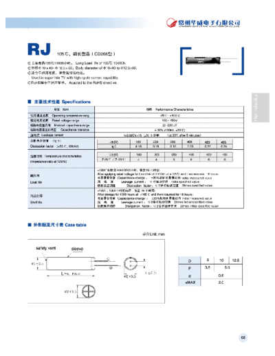 Chang [radial thru-hole] RJ Series  . Electronic Components Datasheets Passive components capacitors Chang Chang [radial thru-hole] RJ Series.pdf