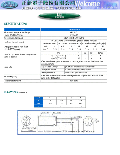Chhsi [radial] 2004 MS series  . Electronic Components Datasheets Passive components capacitors Chhsi Chhsi [radial] 2004 MS series.pdf