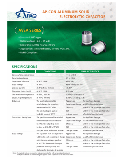 Apaq [AP-CON] AP-CON [polymer SMD] AVEA-AVEC Series  . Electronic Components Datasheets Passive components capacitors Apaq [AP-CON] AP-CON [polymer SMD] AVEA-AVEC Series.pdf