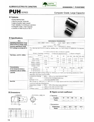 Daewoo-Parstnic Daewoo-Partsnic [screw] PUH Series  . Electronic Components Datasheets Passive components capacitors Daewoo-Parstnic Daewoo-Partsnic [screw] PUH Series.pdf