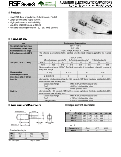 Daewoo-Parstnic Daewoo-Partsnic [radial thru-hole] RSF Series  . Electronic Components Datasheets Passive components capacitors Daewoo-Parstnic Daewoo-Partsnic [radial thru-hole] RSF Series.pdf