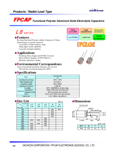 FPCAP [polymer thru-hole] Type RE - 8L Series  . Electronic Components Datasheets Passive components capacitors FPCAP FPCAP [polymer thru-hole] Type RE - 8L Series.pdf