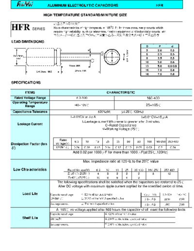 FuhYin [radial thru-hole] HFR series  . Electronic Components Datasheets Passive components capacitors FuhYin FuhYin [radial thru-hole] HFR series.pdf
