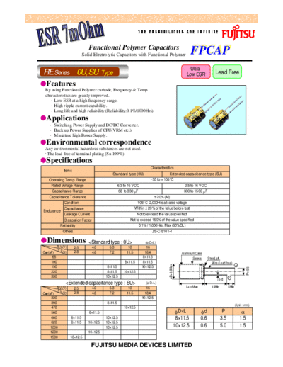 Fujitsu 2006 [polymer] RE Series Type 0U-SU  . Electronic Components Datasheets Passive components capacitors Fujitsu Fujitsu 2006 [polymer] RE Series Type 0U-SU.pdf