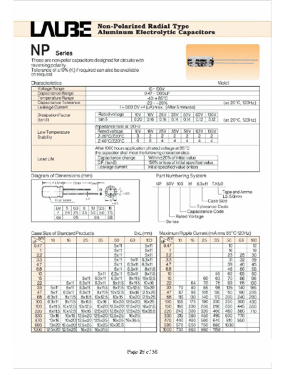 Laube [ELGEN] Laube-ELGEN [non-polar radial] NP SERIES  . Electronic Components Datasheets Passive components capacitors Laube [ELGEN] Laube-ELGEN [non-polar radial] NP SERIES.pdf