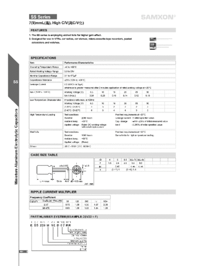 Samxon [radial thru-hole] SS Series  . Electronic Components Datasheets Passive components capacitors Samxon Samxon [radial thru-hole] SS Series.pdf
