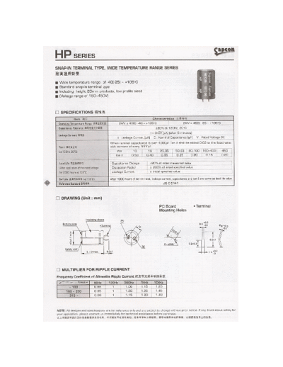 Sapcon [snap-in] HP Series  . Electronic Components Datasheets Passive components capacitors Sapcon Sapcon [snap-in] HP Series.pdf