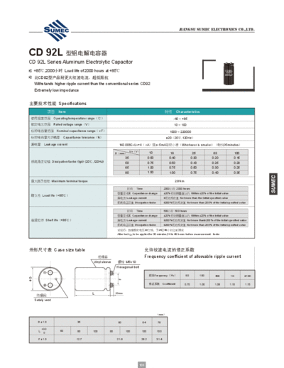 Sumec [screw] JD (CD92L) Series  . Electronic Components Datasheets Passive components capacitors Sumec Sumec [screw] JD (CD92L) Series.pdf