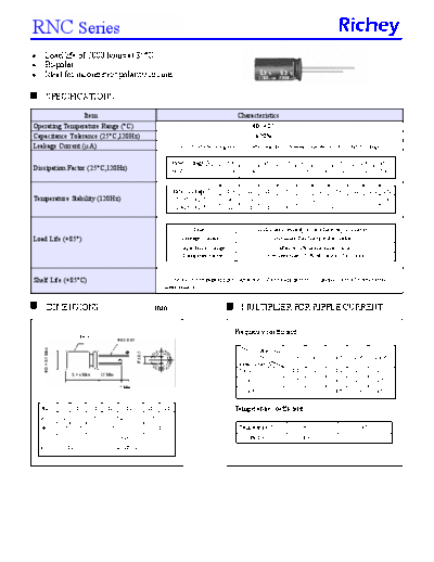 Richey [bi-polar radial] RNC Series  . Electronic Components Datasheets Passive components capacitors Richey Richey [bi-polar radial] RNC Series.pdf