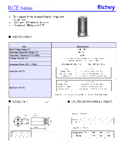 Richey [screw-terminal] RCE Series  . Electronic Components Datasheets Passive components capacitors Richey Richey [screw-terminal] RCE Series.pdf