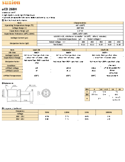 Sunion [Nantong Sunion] Sunion [radial thru-hole] CD268H Series  . Electronic Components Datasheets Passive components capacitors Sunion [Nantong Sunion] Sunion [radial thru-hole] CD268H Series.pdf