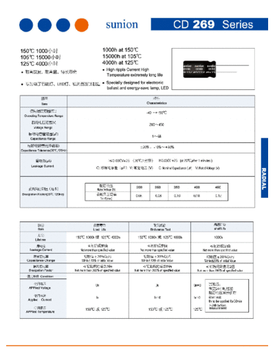 Sunion [Nantong Sunion] Sunion [radial thru-hole] CD269 Series  . Electronic Components Datasheets Passive components capacitors Sunion [Nantong Sunion] Sunion [radial thru-hole] CD269 Series.pdf