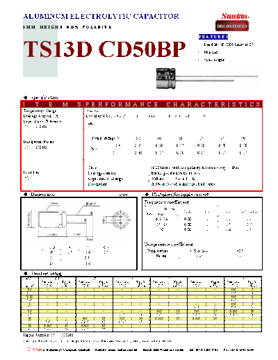 Suntan [bi-polar radial] TS13DA-CD50BP Series  . Electronic Components Datasheets Passive components capacitors Suntan Suntan [bi-polar radial] TS13DA-CD50BP Series.pdf