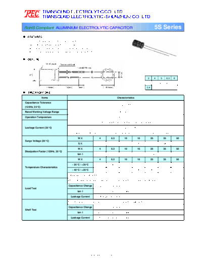 TREC TREC [radial] 5S Series  . Electronic Components Datasheets Passive components capacitors TREC TREC [radial] 5S Series.pdf