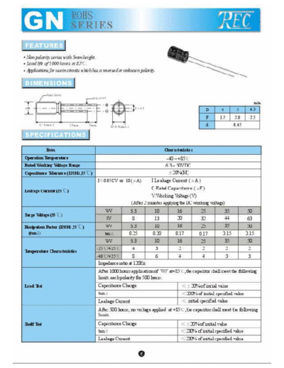 TREC TREC [radial] GN Series  . Electronic Components Datasheets Passive components capacitors TREC TREC [radial] GN Series.pdf