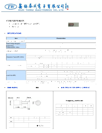 TW [Wuxi Taiwei] TW [bi-polar radial] CD11XH Series  . Electronic Components Datasheets Passive components capacitors TW [Wuxi Taiwei] TW [bi-polar radial] CD11XH Series.pdf