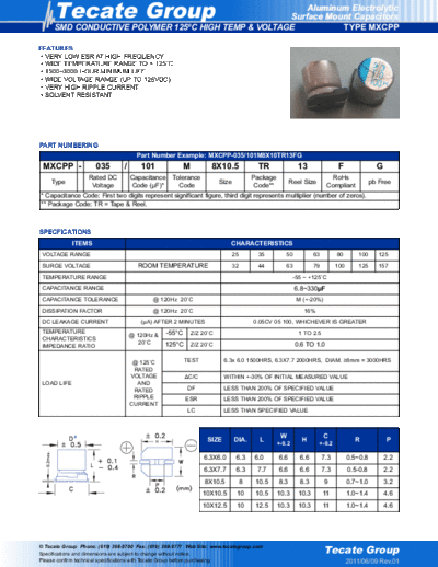 Tecate [polymer smd] MXCPP Series  . Electronic Components Datasheets Passive components capacitors Tecate Tecate [polymer smd] MXCPP Series.pdf