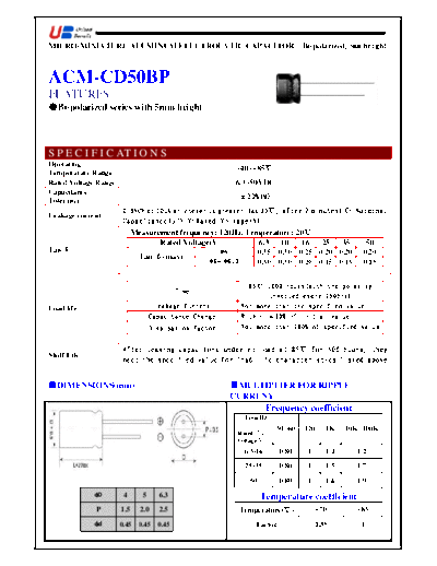 UB [United Benefit] UB [bi-polar radial] ACM-CD50BP Series  . Electronic Components Datasheets Passive components capacitors UB [United Benefit] UB [bi-polar radial] ACM-CD50BP Series.pdf