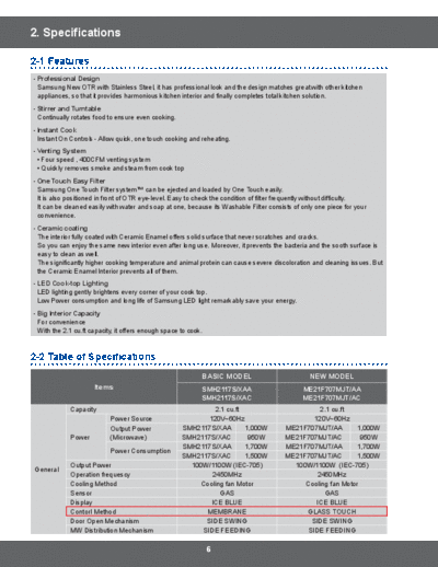 Samsung 3.Specifications  Samsung Microwave ME21F707MJT_AA Service Manual 3.Specifications.pdf