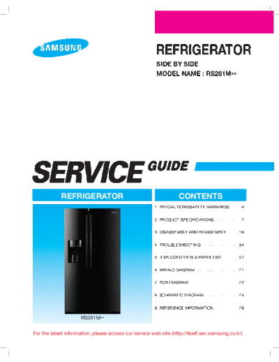 Samsung Cover-2  Samsung Refridgerators RS265TDRS Service Manual Cover-2.pdf