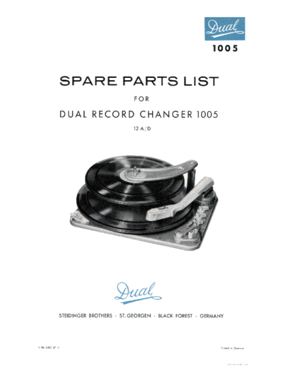 DUAL ve   1005 spare parts list en  . Rare and Ancient Equipment DUAL Audio 1005 ve_dual_1005_spare_parts_list_en.pdf
