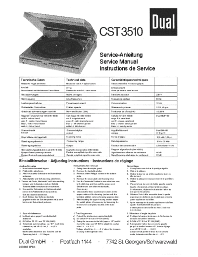 DUAL ve   cst 3510 service en de fr  . Rare and Ancient Equipment DUAL Audio CST-3510 ve_dual_cst_3510_service_en_de_fr.pdf