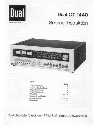DUAL hfe dual ct 1440 service de  . Rare and Ancient Equipment DUAL Audio CT 1440 hfe_dual_ct_1440_service_de.pdf