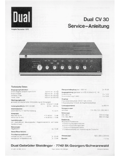 DUAL hfe   cv 30 service de  . Rare and Ancient Equipment DUAL Audio CV 30 hfe_dual_cv_30_service_de.pdf
