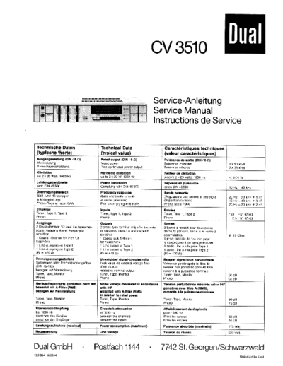 DUAL hfe dual cv 3510 service de  . Rare and Ancient Equipment DUAL Audio CV 3510 hfe_dual_cv_3510_service_de.pdf