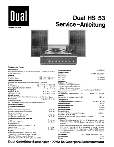 DUAL ve   hs 53 service de  . Rare and Ancient Equipment DUAL Audio HS 53 ve_dual_hs_53_service_de.pdf