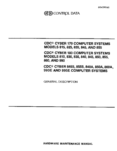 cdc 60459960E Cyber 170 180 8x0 99x General Desciption Dec86  . Rare and Ancient Equipment cdc cyber cyber_170 60459960E_Cyber_170_180_8x0_99x_General_Desciption_Dec86.pdf