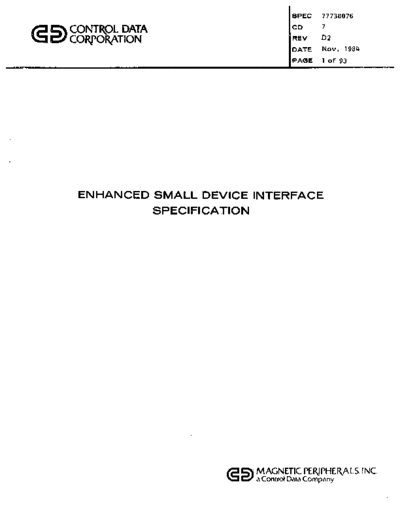 cdc 77738076-D2 ESDIspec  . Rare and Ancient Equipment cdc discs interface_specs 77738076-D2_ESDIspec.pdf