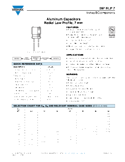 RADIAL Vishay [  thru-hole] 097 RLP 7 Series  . Electronic Components Datasheets Passive components capacitors Vishay RADIAL Vishay [radial thru-hole] 097 RLP 7 Series.pdf