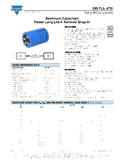 Snap-in Vishay [ ] 095 PLL-4TSI  . Electronic Components Datasheets Passive components capacitors Vishay Snap-in Vishay [snap-in] 095 PLL-4TSI.pdf