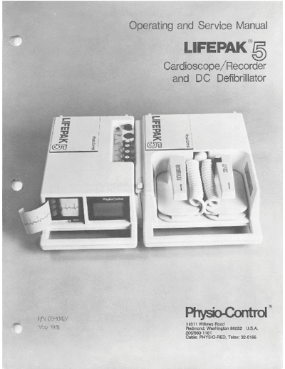 . Various Physio Control Lifepak 5 Defibrillator (1978) - Service and user manual  . Various Defibrillators and AEDs Physio Control Lifepak 5 Defibrillator (1978) - Service and user manual.pdf