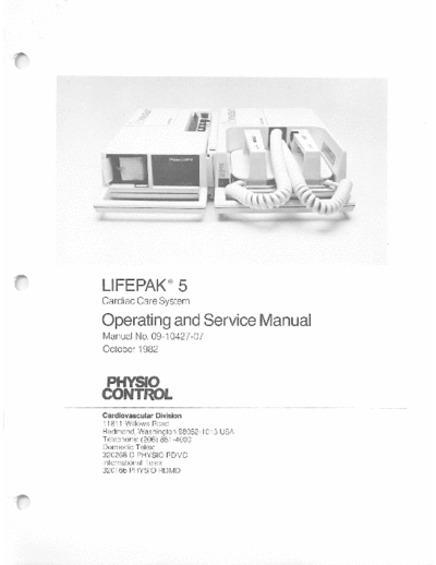 . Various Physio Control Lifepak 5 Defibrillator (1982) - Service and user manual  . Various Defibrillators and AEDs Physio Control Lifepak 5 Defibrillator (1982) - Service and user manual.pdf