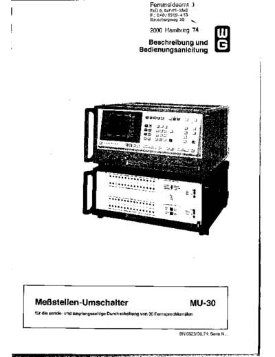 WG MU-30 Bedienungsanleitung  . Rare and Ancient Equipment WG MU-30 Bedienungsanleitung.pdf