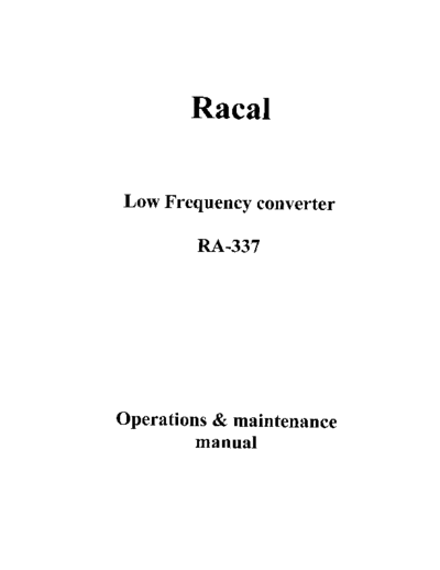 Racal Racal RA-337 Low-Frequency Converter WW  . Rare and Ancient Equipment Racal Racal RA-337 Low-Frequency Converter WW.pdf