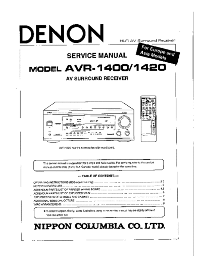DENON hfe   avr-1400 1420 service en  DENON Audio AVR-1420 hfe_denon_avr-1400_1420_service_en.pdf