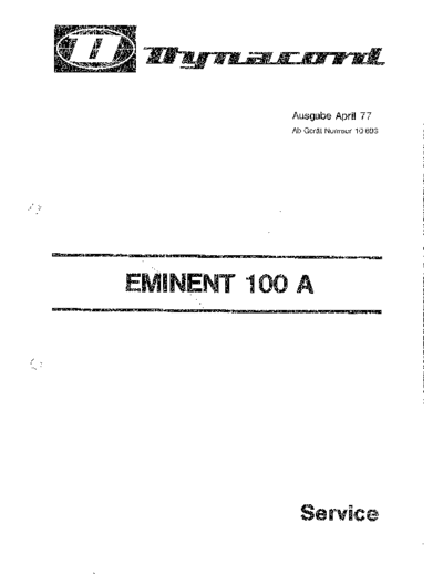 DYNACORD Eminent 100A SM  DYNACORD Audio Eminent 100 A Eminent 100A SM.pdf