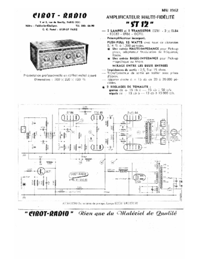 CIBOT RADIO ampli st 12  . Rare and Ancient Equipment CIBOT RADIO ST 12 ampli st 12.pdf