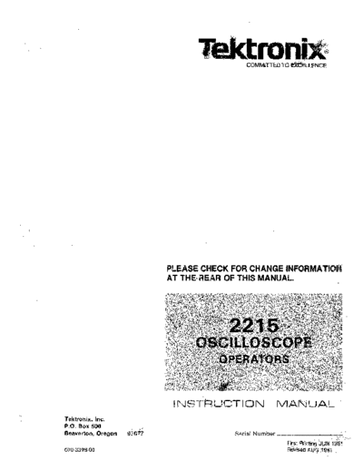 Tektronix TEK 2215 Operator  Tektronix TEK 2215 Operator.pdf