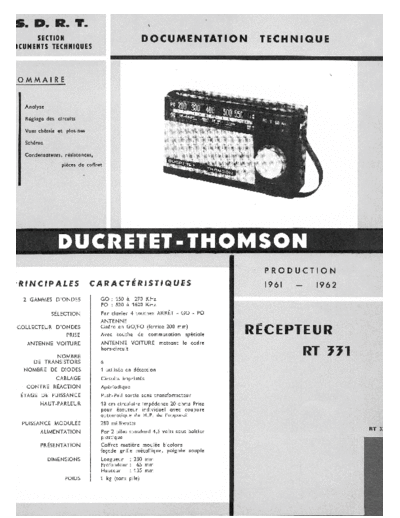 DUCRETET THOMSON rt 331  . Rare and Ancient Equipment DUCRETET THOMSON RT331 rt 331.pdf