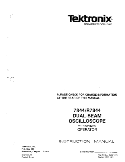 Tektronix TEK 7844 R7844 Instruction  Tektronix TEK 7844 R7844 Instruction.pdf