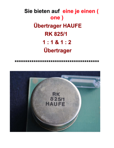 HAUFE Haufe RK825-1  . Rare and Ancient Equipment HAUFE RK825-1 Haufe_RK825-1.pdf