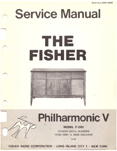 THE FISHER hfe fisher philharmonic v p-290 service 20001-29999 en  . Rare and Ancient Equipment THE FISHER Philharmonic 5 mod P-290 hfe_fisher_philharmonic_v_p-290_service_20001-29999_en.pdf