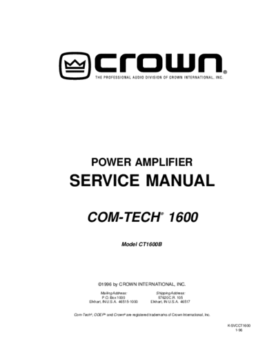 . Various ct1600sm  . Various SM scena Crown ct1600sm.pdf