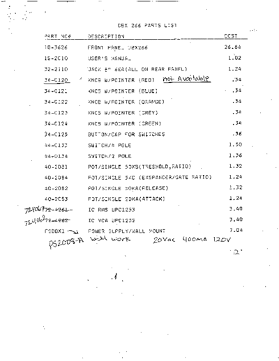 . Various 266 Parts List   . Various SM scena DBX 266 Parts List .pdf
